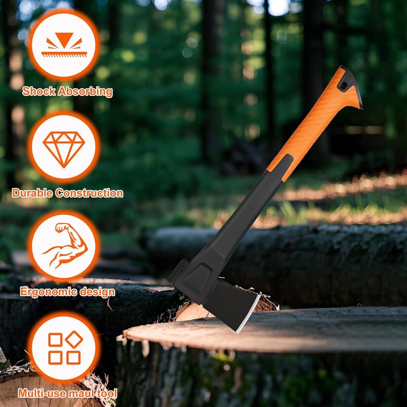 DESHIL X10 Hatchet Axe, 18” Camping Axe for Wood Splitting & Kindling with Nylon Hollow Handle, Anti-Slip Shock Absorption Grip for Outdoor Survival, Firewood, Hiking & Yard Tools - Image 3
